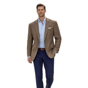 Brooks Brothers 346 Madison Brown Check Sport Coat Blazer Mens Dress Jacket 48R